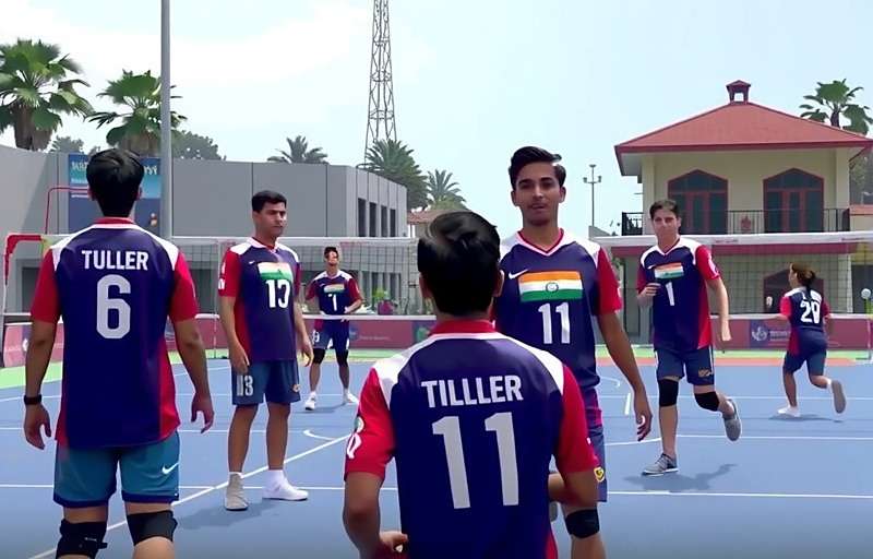 Volley Rulers India gameplay showing players in action on a volleyball court with Indian team jerseys